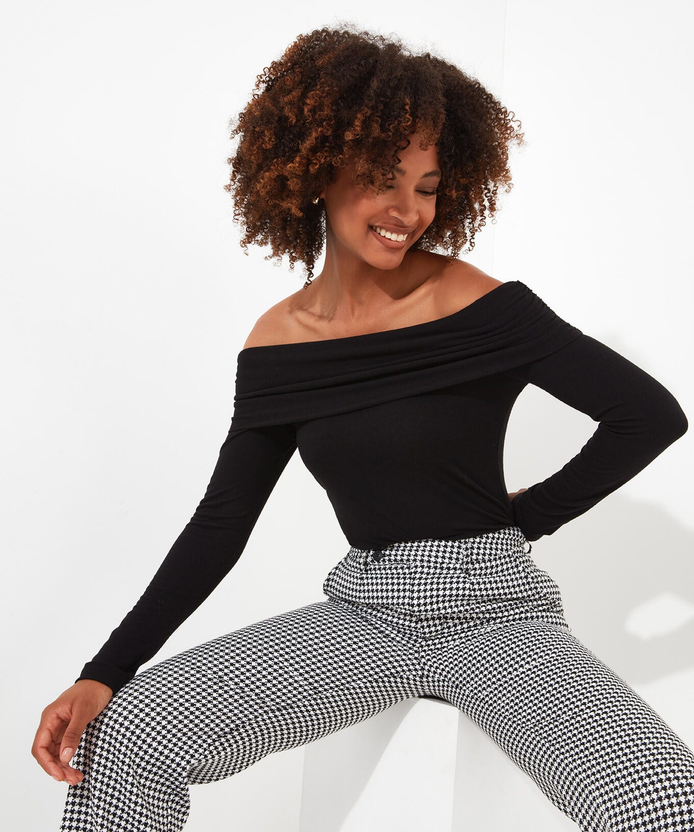 Shop Women's Collection | Tops, Tunics & Blouses | Top Picks | Women's Joe Browns Bardot Jersey Top Black / Orange