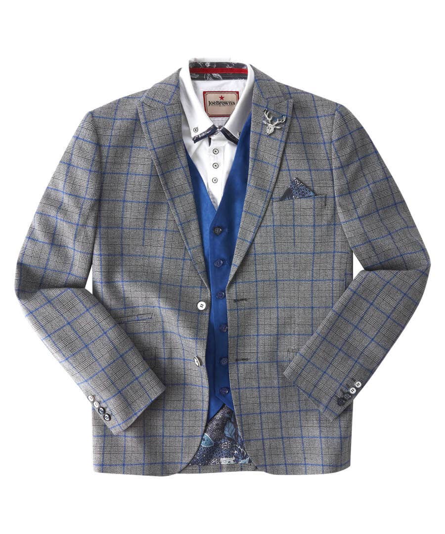 Sale Blazers | Sale Coats & Jacket | Men，s | Men，s Joe Browns Charming Check Blazer Grey