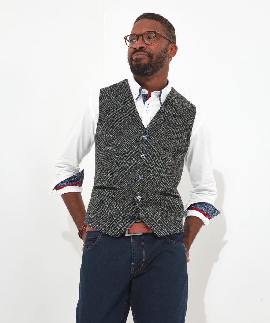 Shop Men's Collection | Men's Partywear | Waistcoats | Men's Tailoring | Coats & Jackets | Sale Waistcoats | Top Picks | Top Picks | Men，s | Top Picks | Men，s | Men，s Joe Browns Charming Check Waistcoat Grey