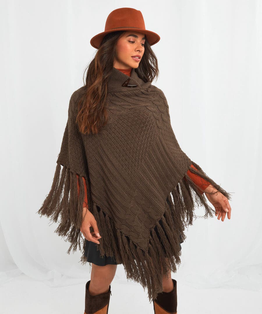 Sale Accessories & Jewellery | Women's Joe Browns Cosy And Chic Chunky Poncho Chocolate