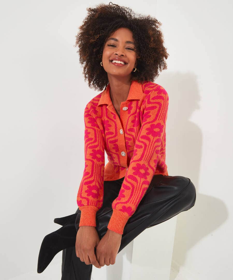 Shop Women's Collection | Cardigans & Coatigans | Top Picks | Top Picks Joe Browns Dreamy Daisy Cardigan Orange