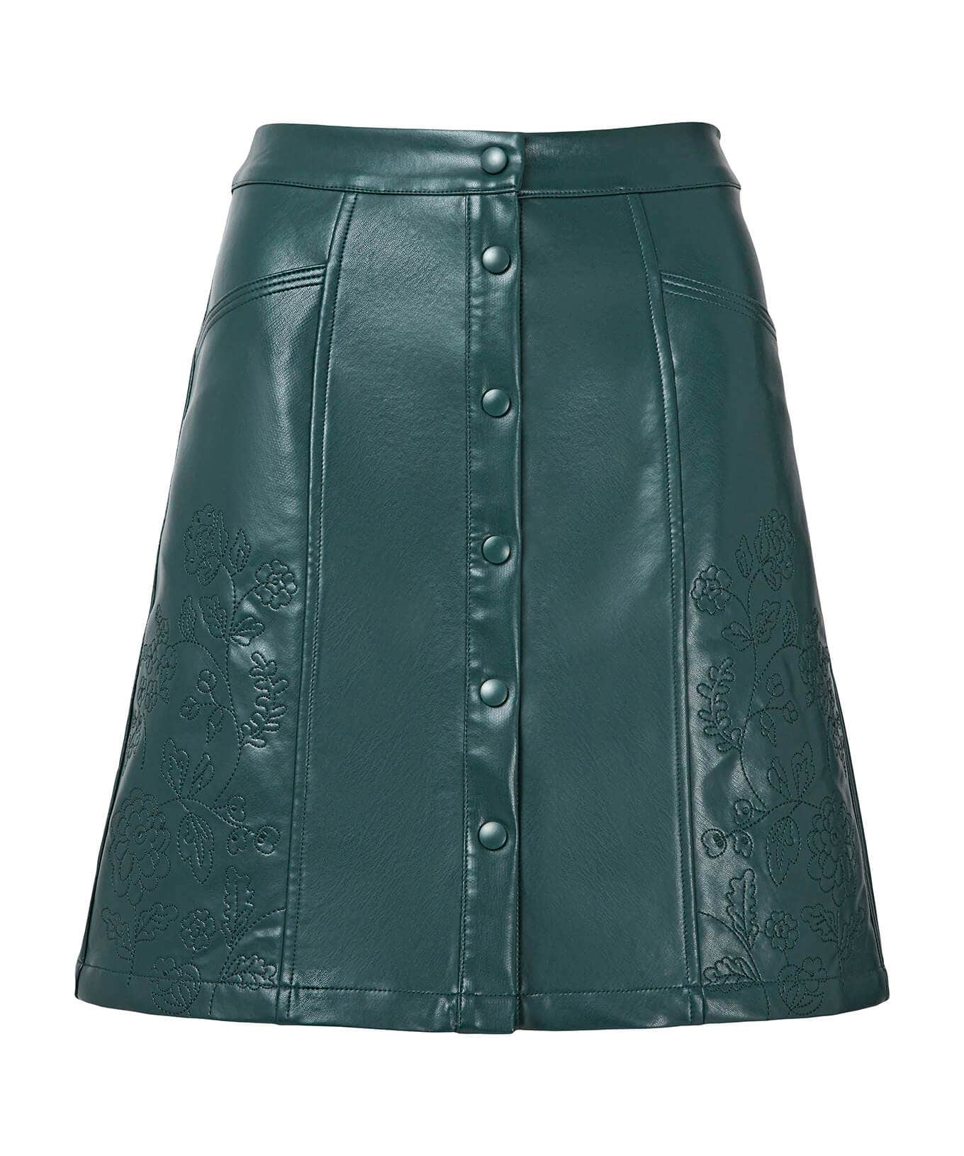 Skirts | Sale Skirts | Women's | Women's Joe Browns Enchanting Embroidered PU Skirt Green