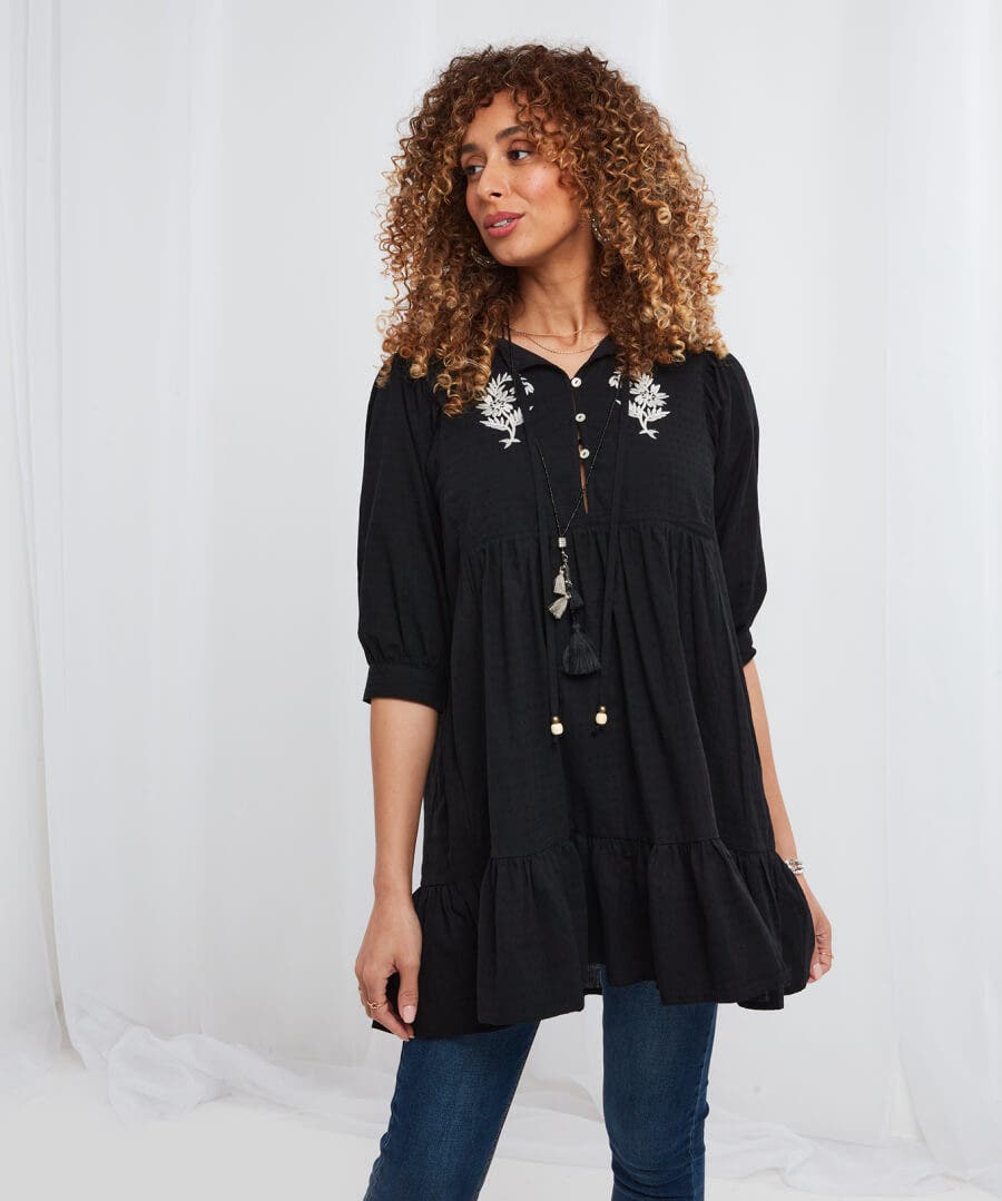 Sale Tops, Tunics & Blouses | Women's Joe Browns Erin Embroidered Tunic Black