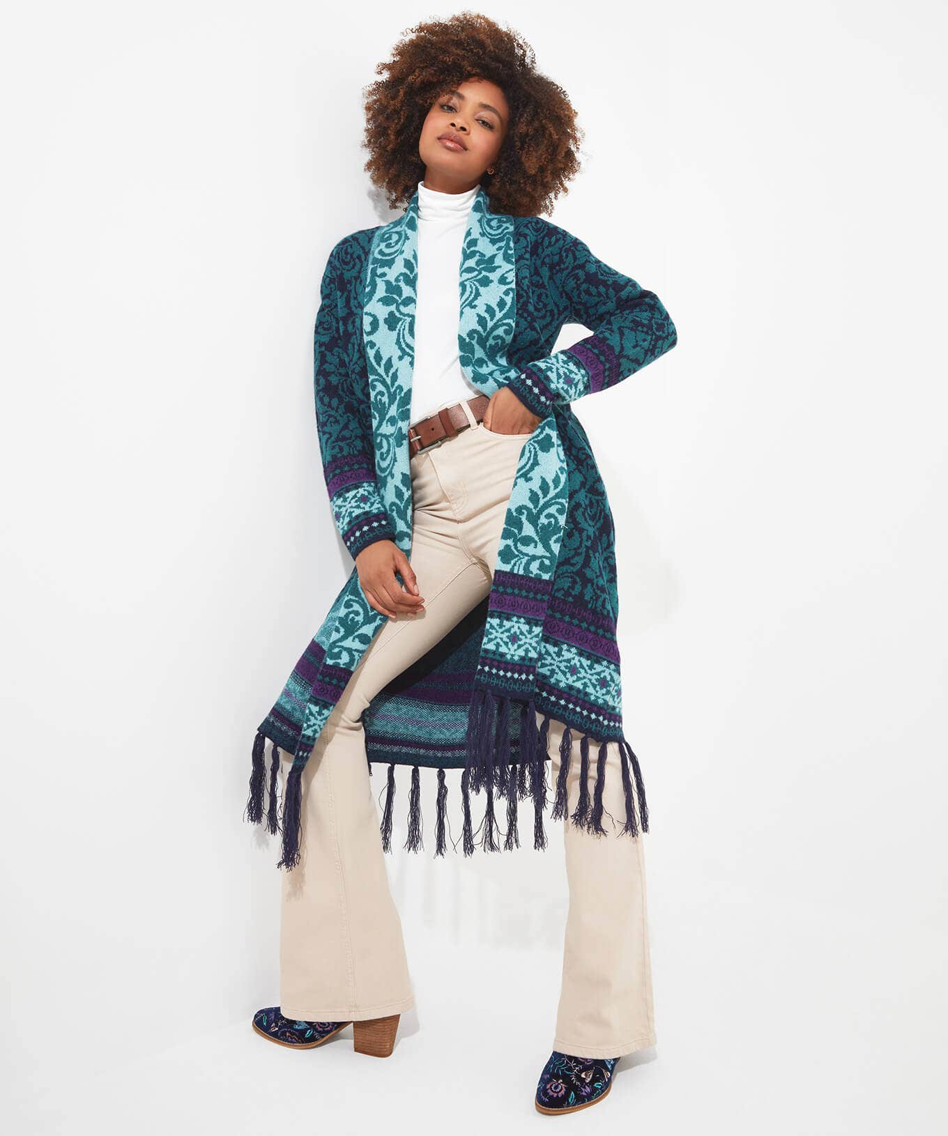 Shop Women's Collection | Cardigans & Coatigans | Sale Knitwear & Jumpers | Top Picks | Top Picks | Women's Joe Browns Fancy Tassel Cardigan Teal