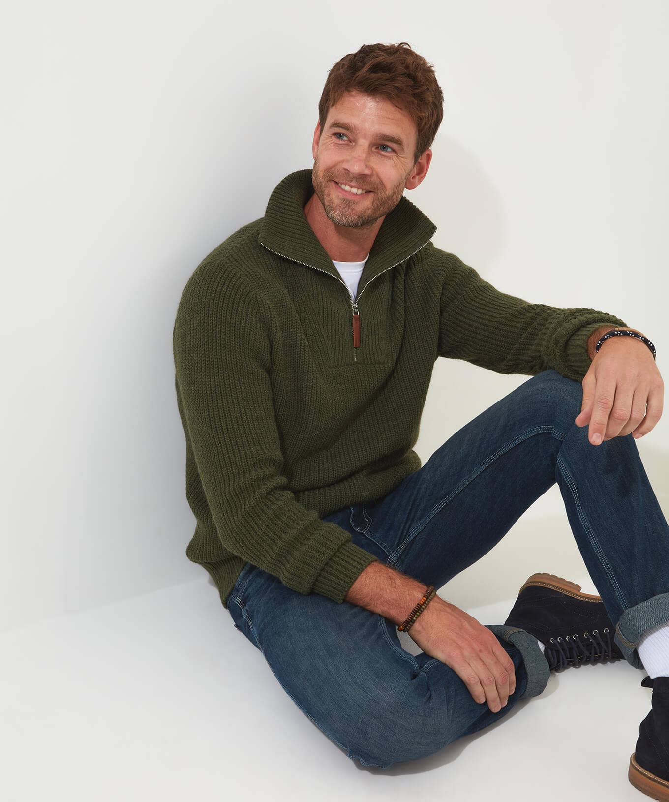 Shop Men's Collection | Hoodies & Sweatshirts | Layering Essentials | Knitwear & Jumpers | Top Picks | Men，s | Men，s | Men，s Joe Browns Fantastic Funnel Olive / Cream