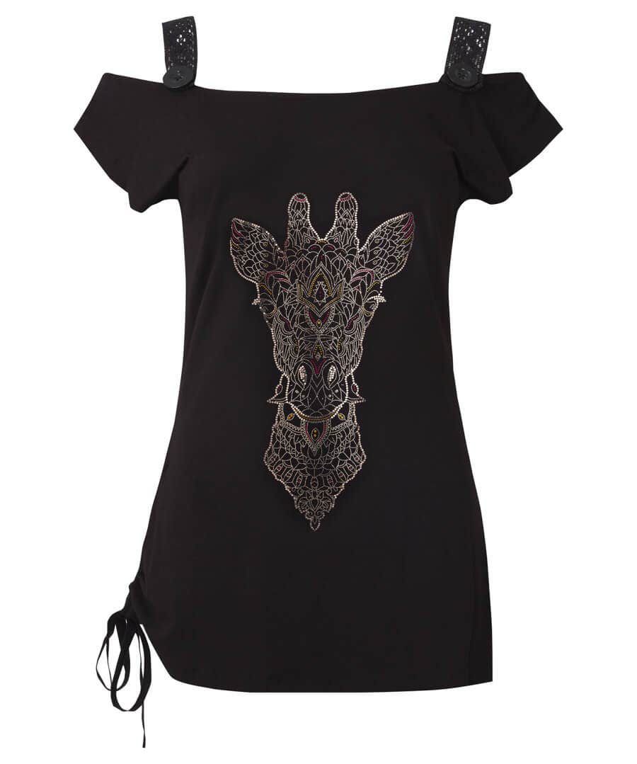 Sale Tops, Tunics & Blouses | Women's Joe Browns Geo Giraffe Graphic Top Black