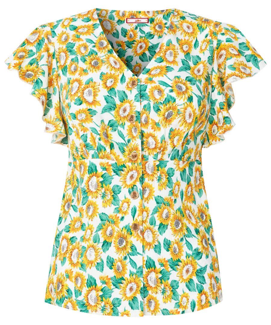 Sale Tops, Tunics & Blouses | Women's Joe Browns Happy Sunflower Blouse White/Yellow