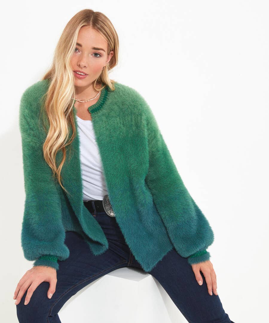 Shop Women's Collection | Gifts | Cardigans & Coatigans | Top Picks | Women's | Top Picks Joe Browns Ibiza Fluffy Knit Cardigan Green