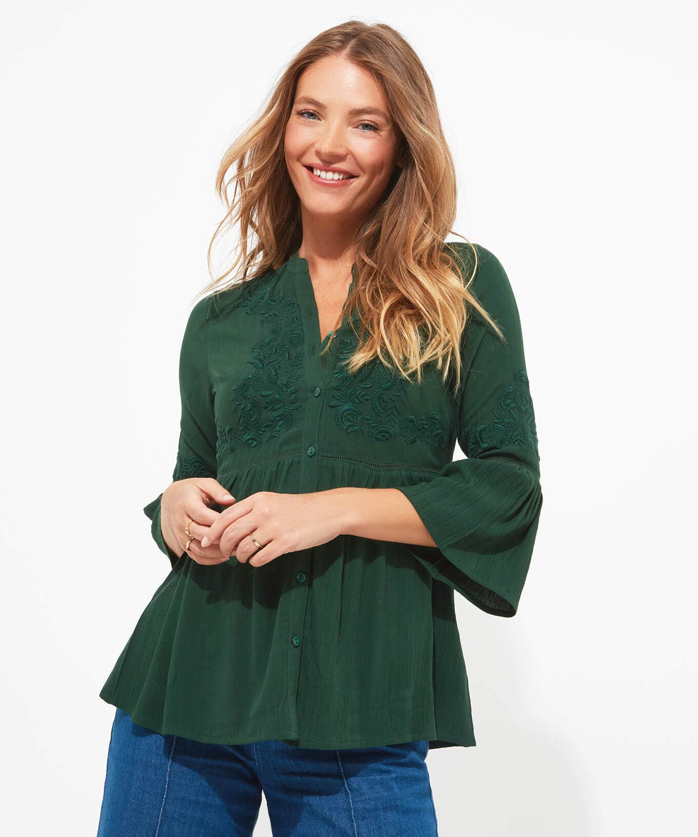 Shop Women's Collection | Tops, Tunics & Blouses | Sale Tops, Tunics & Blouses | Top Picks | Women's | Women's Joe Browns Into The Woods Blouse Green