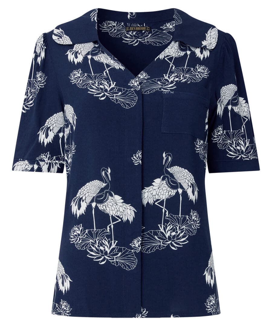 Sale Pyjamas & Loungewear | Women's Joe Browns Intriguing Crane Boutique PJ Top Navy