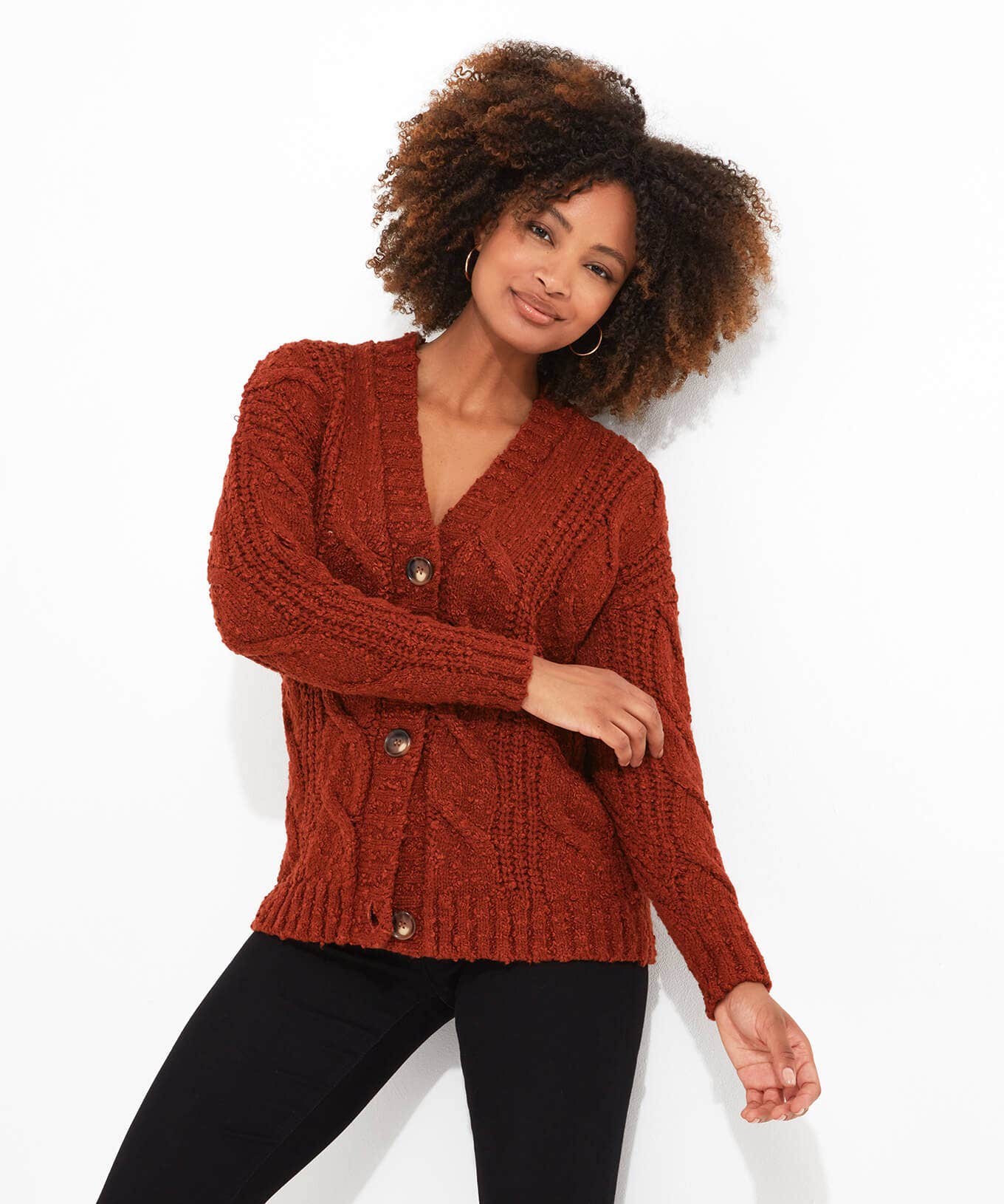 Shop Women's Collection | Cardigans & Coatigans | Sale Knitwear & Jumpers | Top Picks | Top Picks | Women's Joe Browns Joe's Cosy Cable Cardigan Rust