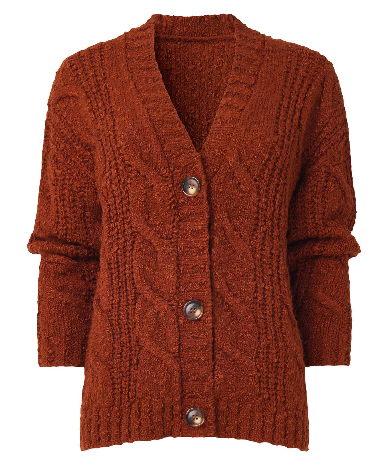 Shop Women's Collection | Cardigans & Coatigans | Sale Knitwear & Jumpers | Top Picks | Top Picks | Women's Joe Browns Joe's Cosy Cable Cardigan Rust