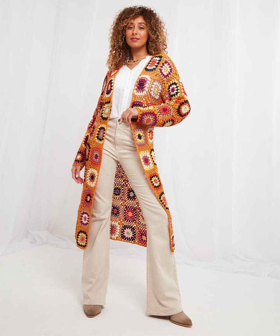 Shop Women's Collection | Cardigans & Coatigans | Gifts | Sale Knitwear & Jumpers | Top Picks | Top Picks | Women's | Women's Joe Browns Joe's Favourite Crochet Cardigan Mustard / Blue