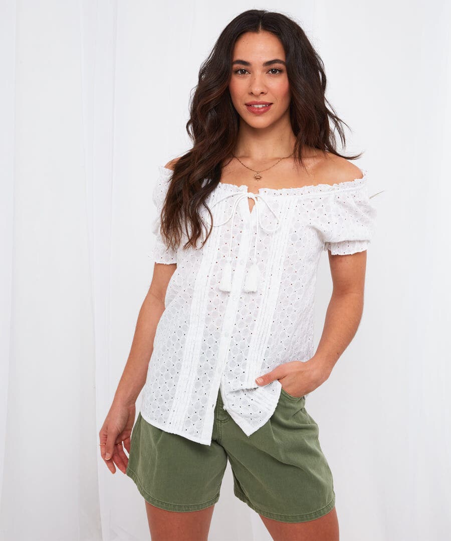Sale Tops, Tunics & Blouses | Women's Joe Browns Joyful Broderie Blouse White / Black