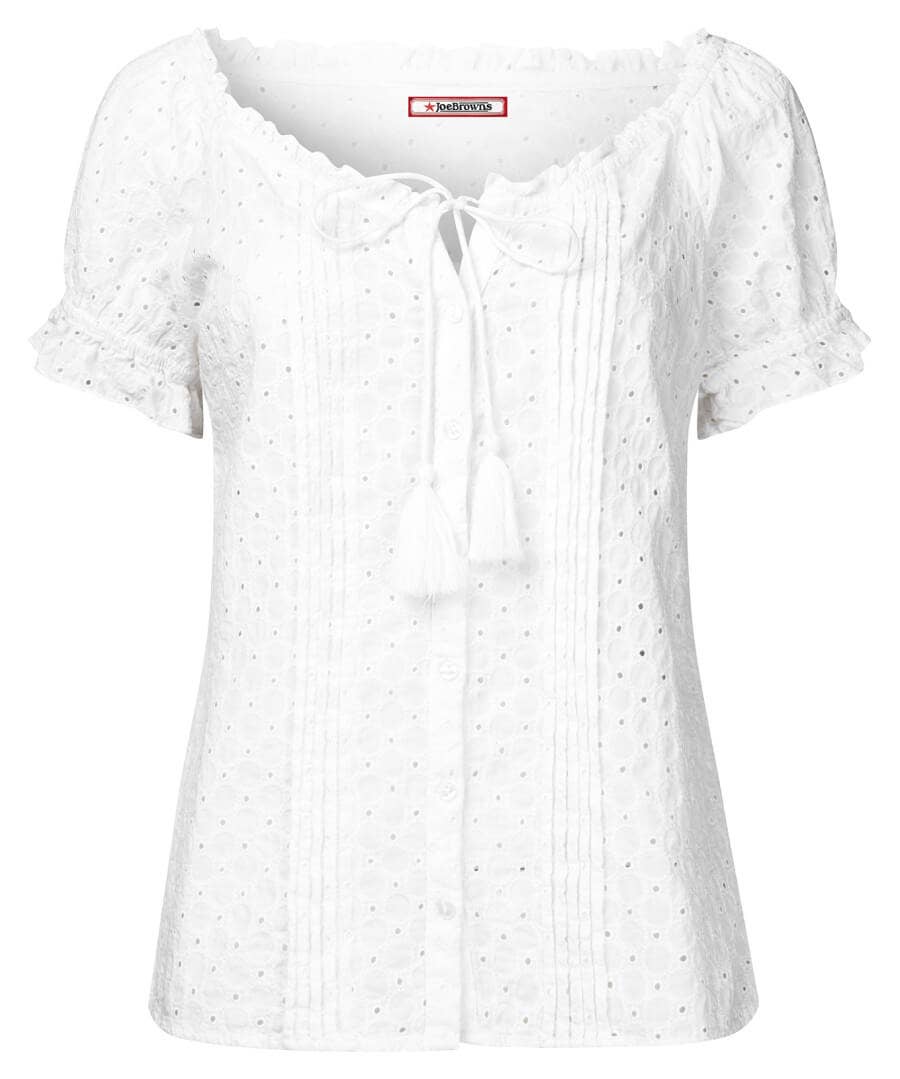 Sale Tops, Tunics & Blouses | Women's Joe Browns Joyful Broderie Blouse White / Black
