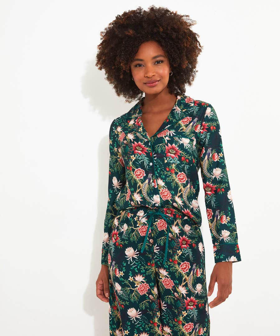 Pyjamas & Loungewear | Gifts | Sale Pyjamas & Loungewear | Sale Tops, Tunics & Blouses | Women's | Women's | Women's | Women's Joe Browns Print Pyjama Top Peacock