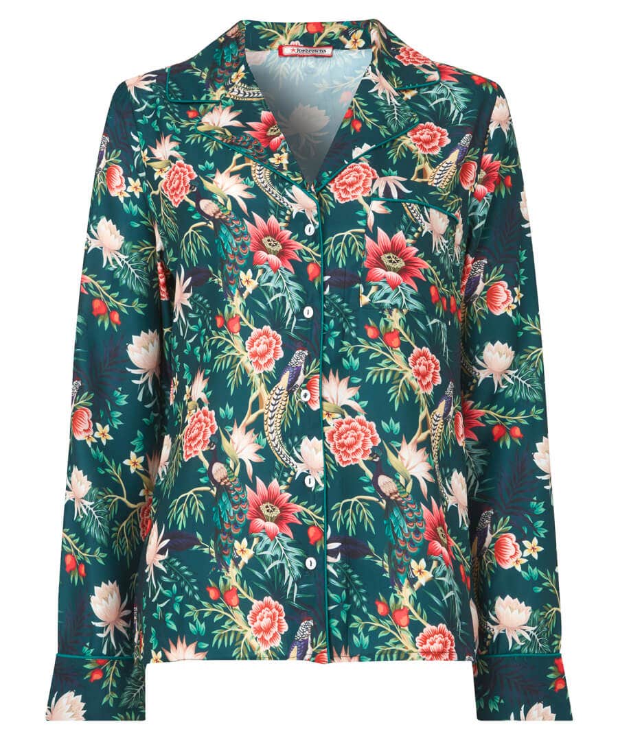 Pyjamas & Loungewear | Gifts | Sale Pyjamas & Loungewear | Sale Tops, Tunics & Blouses | Women's | Women's | Women's | Women's Joe Browns Print Pyjama Top Peacock
