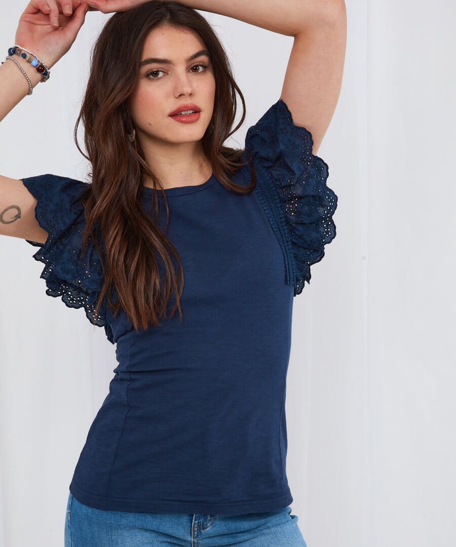Sale Tops, Tunics & Blouses | Women's Joe Browns Pretty Broderie Top Navy / Pink / White