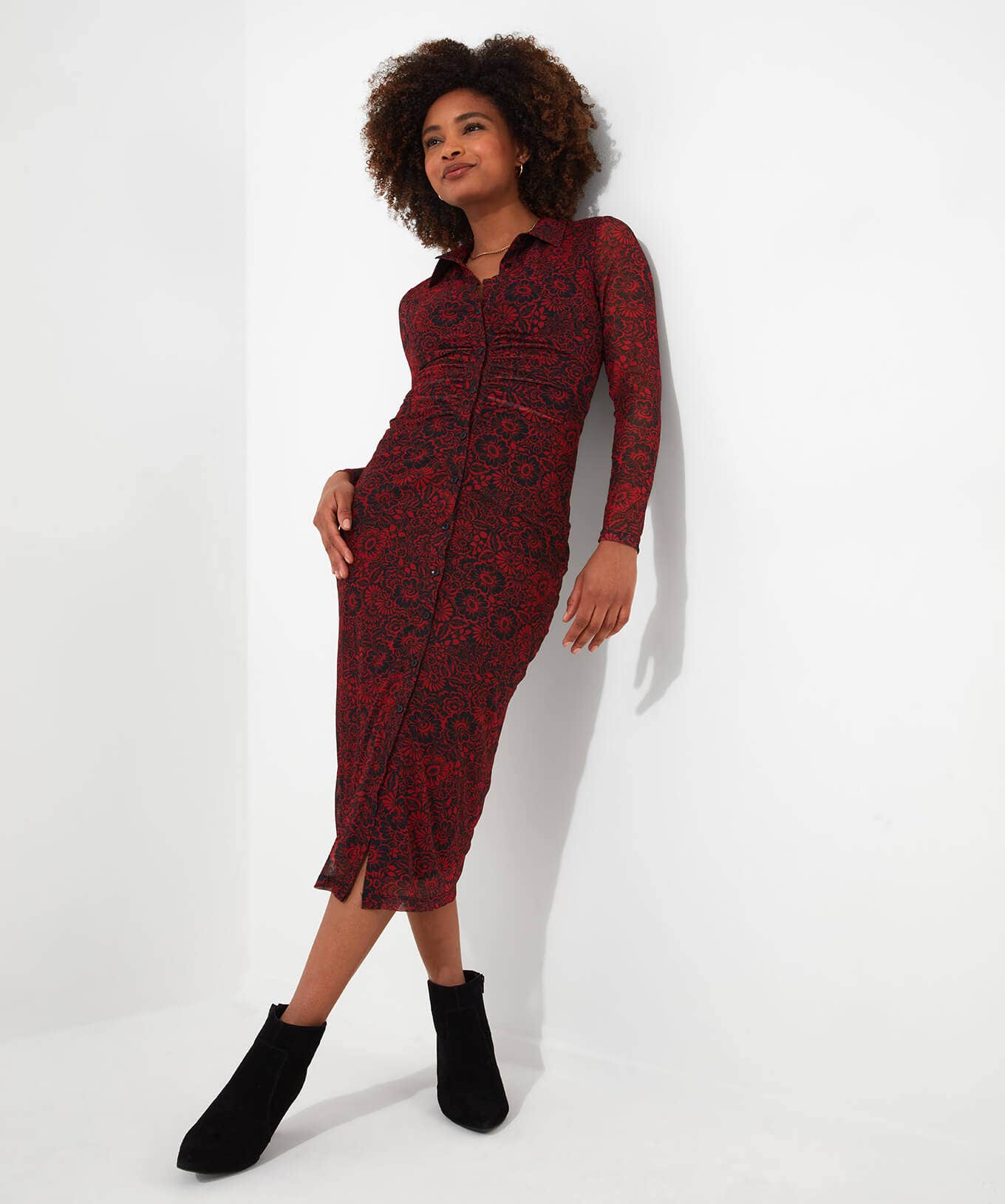 Shop Women's Collection | Midi Dresses | Dresses | Sale Dresses | Top Picks | Top Picks | Women's | Women's Joe Browns Ruched Front Button Through Mesh Dress Multi