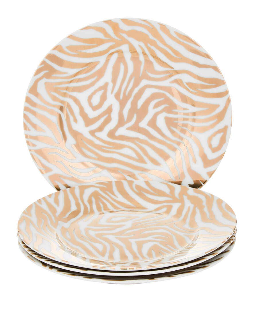 Nature Décor | Animal Décor | Home | Home Joe Browns Set Of 4 Metallic Zebra Side Plates Gold
