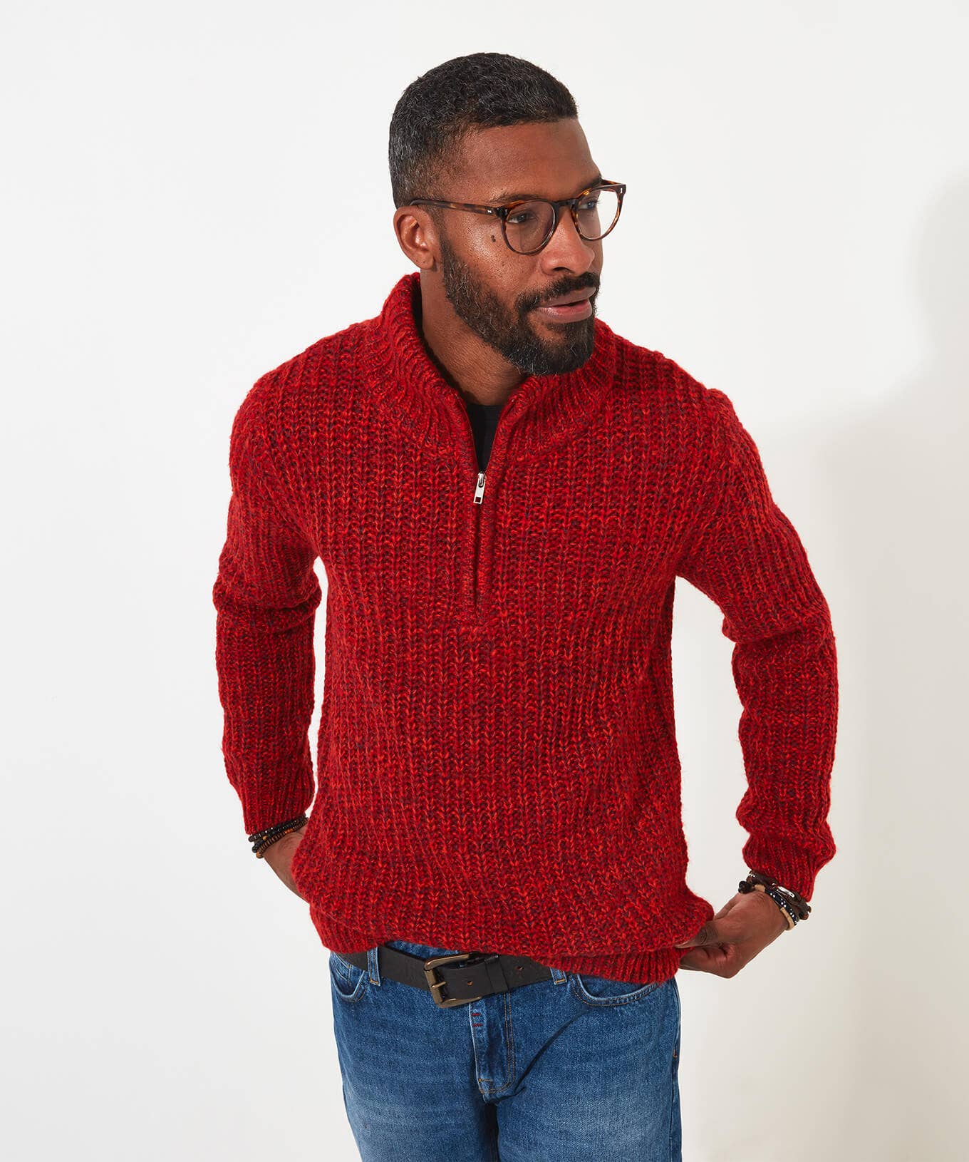 Shop Men's Collection | Layering Essentials | Knitwear & Jumpers | Top Picks | Men，s | Men，s Joe Browns Shore Funnel Knit Red / Blue / Green
