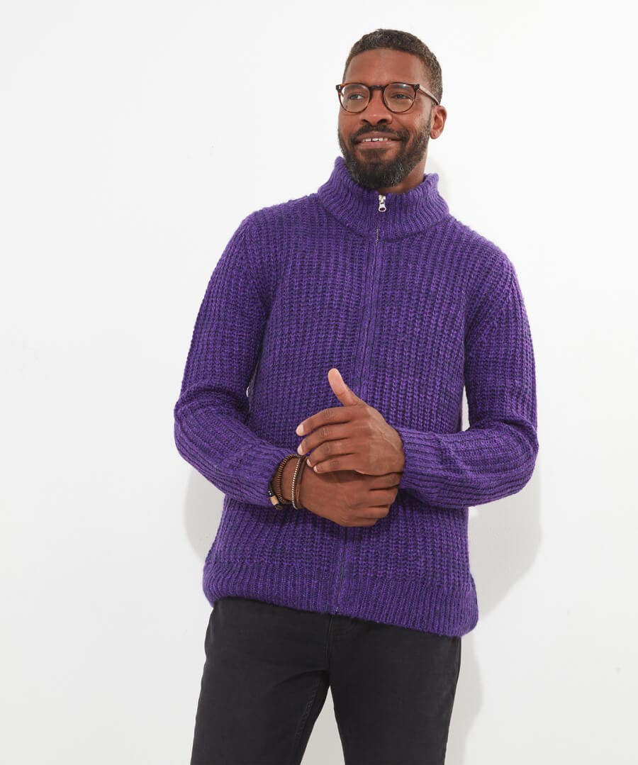 Shop Men's Collection | Knitwear & Jumpers | Sale Knitwear & Jumpers | Top Picks | Men，s | Men，s Joe Browns Shore Zip Through Knit Purple