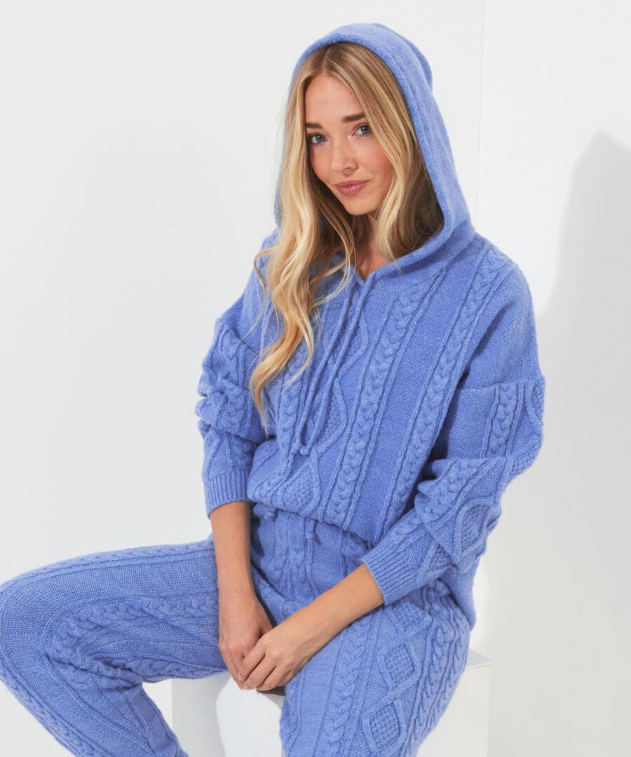 Shop Women's Collection | Pyjamas & Loungewear | Gifts | Tops, Tunics & Blouses | Top Picks | Women's | Women's | Women's Joe Browns Sloe Joes Cable Knit Hoody Blue