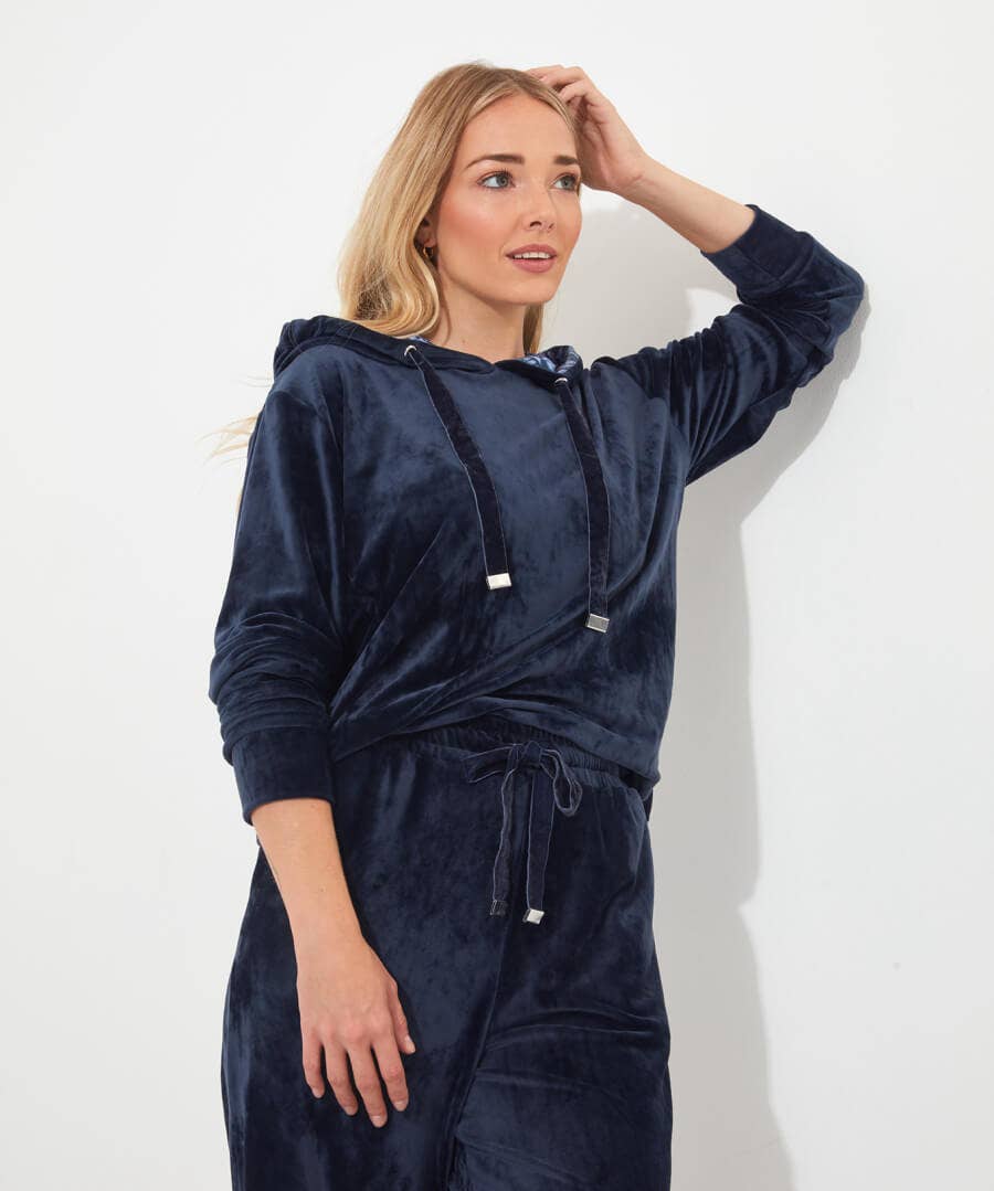 Pyjamas & Loungewear | Gifts | Tops, Tunics & Blouses | Women's | Women's | Women's Joe Browns Sloe Joes Velour Hoody Midnight