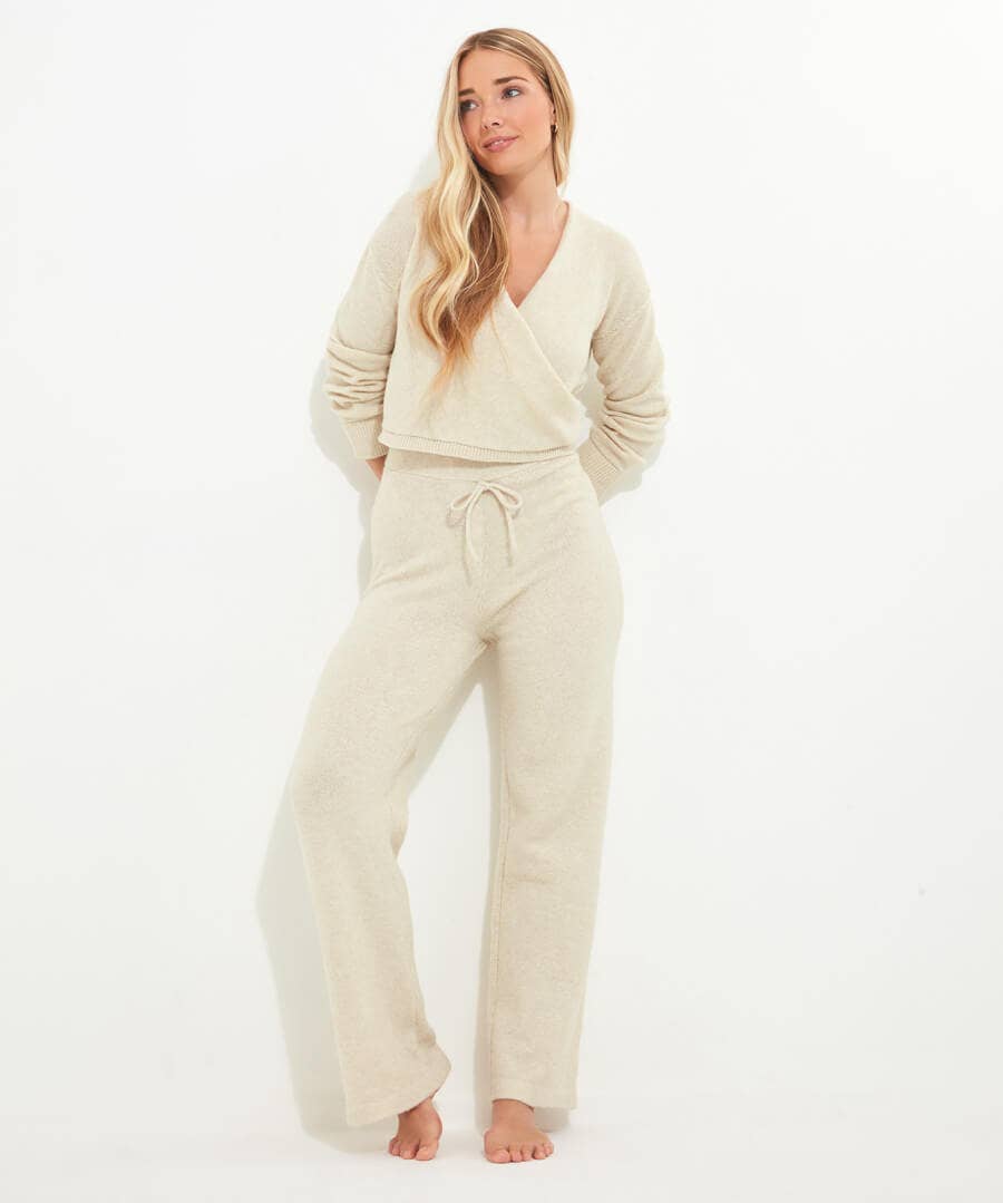 Pyjamas & Loungewear | Sale Pyjamas & Loungewear | Sale Jeans & Trousers | Women's | Women's | Women's Joe Browns Sloe Joes Wide Leg Knitted Trousers Antique White