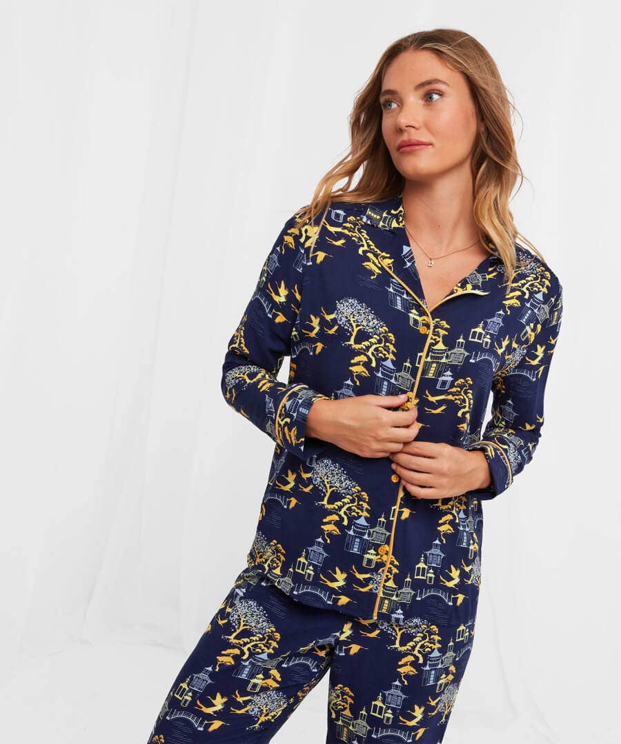 Sale Pyjamas & Loungewear | Women's Joe Browns Tantalizing Toile Boutique PJ Top Navy