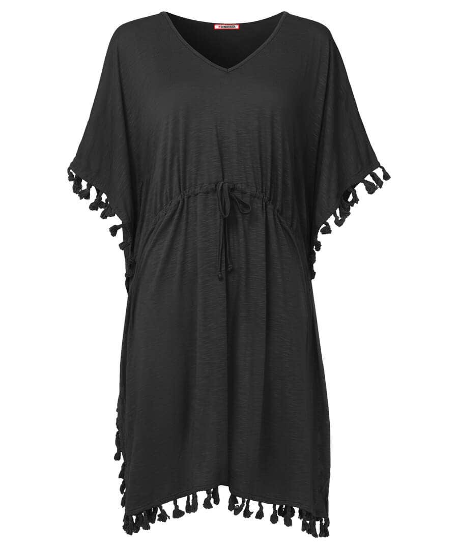 Sale Accessories & Jewellery | Sale Tops, Tunics & Blouses | Women's | Women's Joe Browns Tassel Trim Boho Beach Cover Up Black / Blue