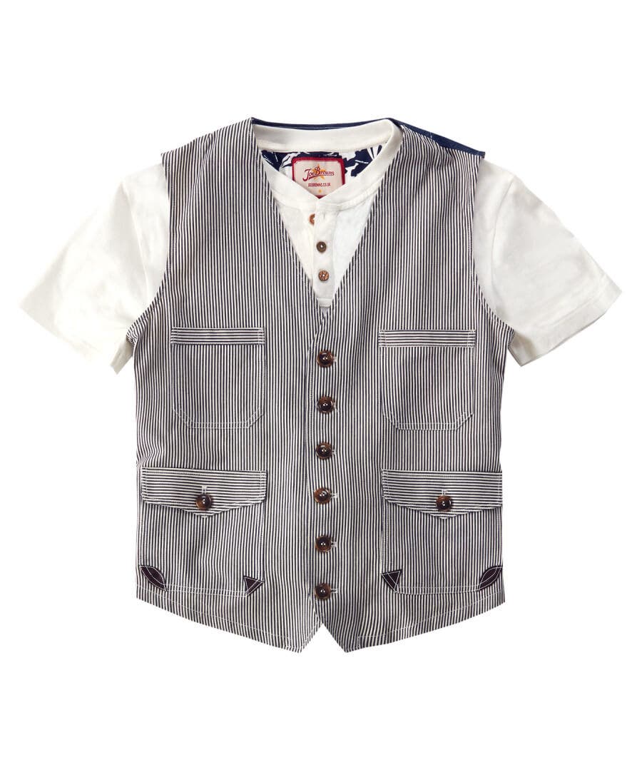 Sale Waistcoats | Sale Coats & Jacket | Men，s | Men，s Joe Browns Terrific Tick Stripe Waistcoat Blue/White
