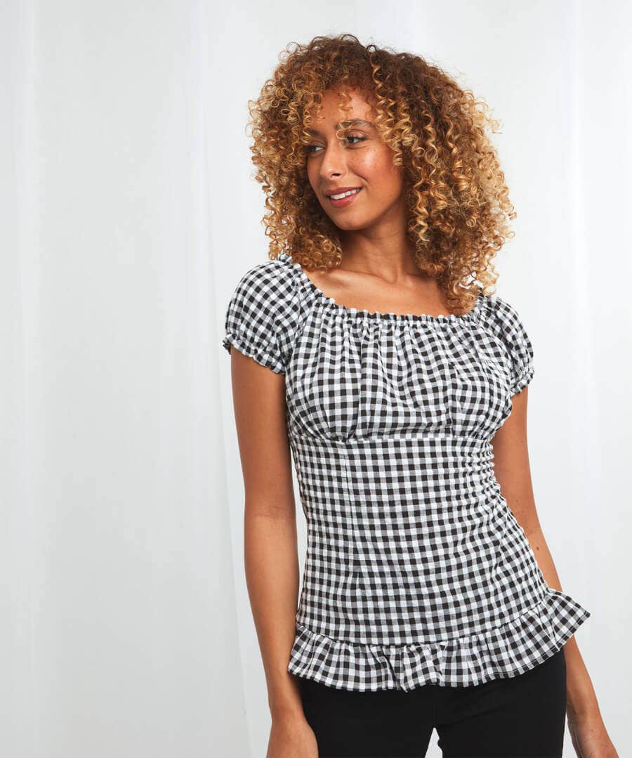 Sale Tops, Tunics & Blouses | Women's Joe Browns The Dixie Gingham Top Black/White
